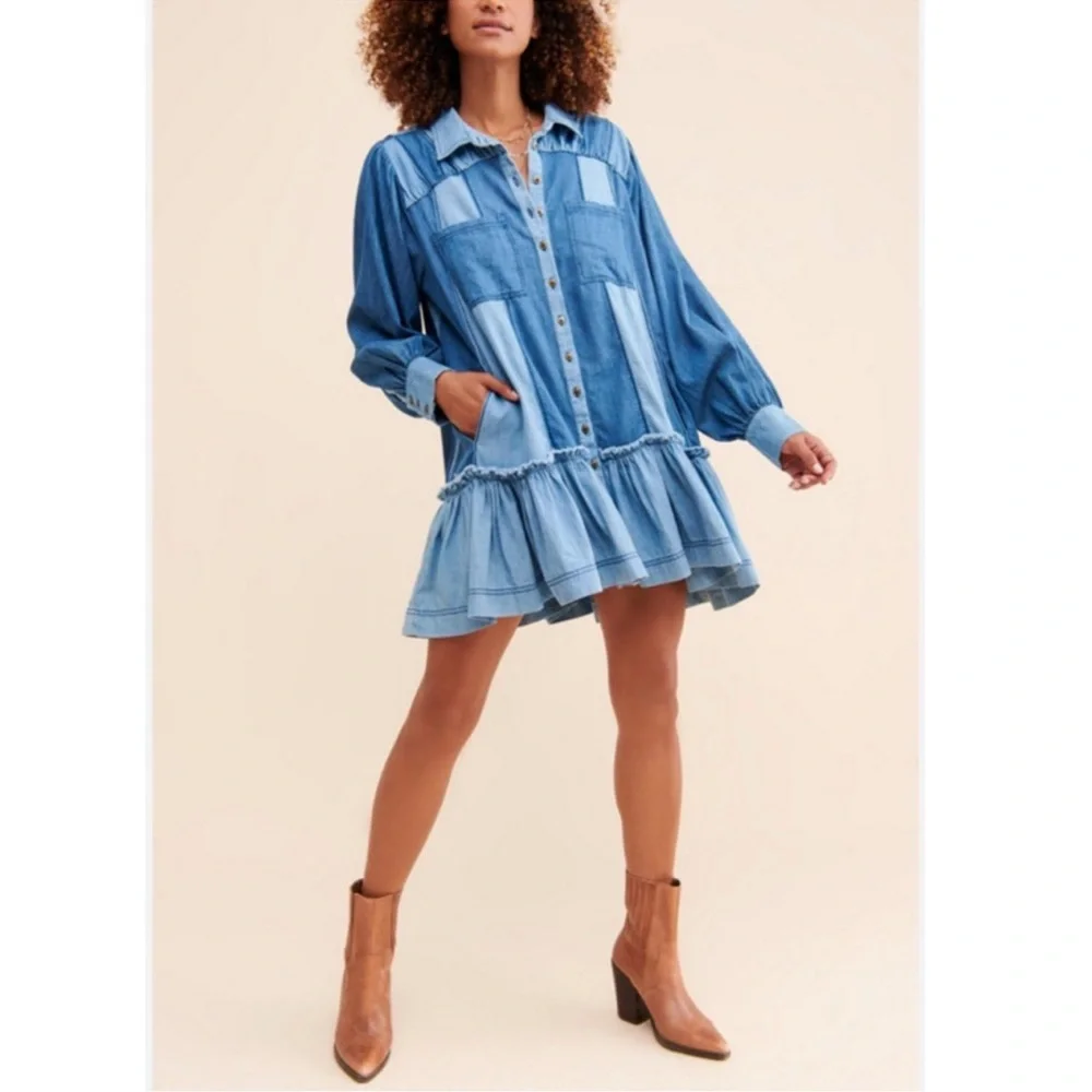 Free People Denim Dress, New - Picture 4 of 5